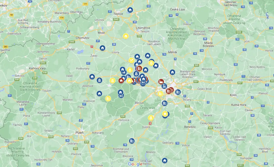 mapa realizovanych zakazek remax tomas rys makler 2022